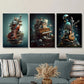 3pcs Vibrant Whimsical Abstract Music-Themed  Metal Print Ready to Hang Art