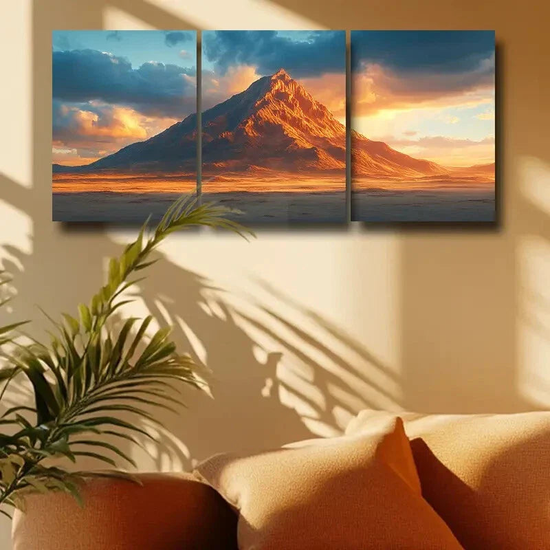 3pcs A Massive Mountain Design Metal Print Ready to Hang Art
