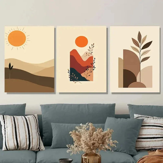 3pcs Modern Abstract Boho Landscape Metal Print Ready to Hang Art