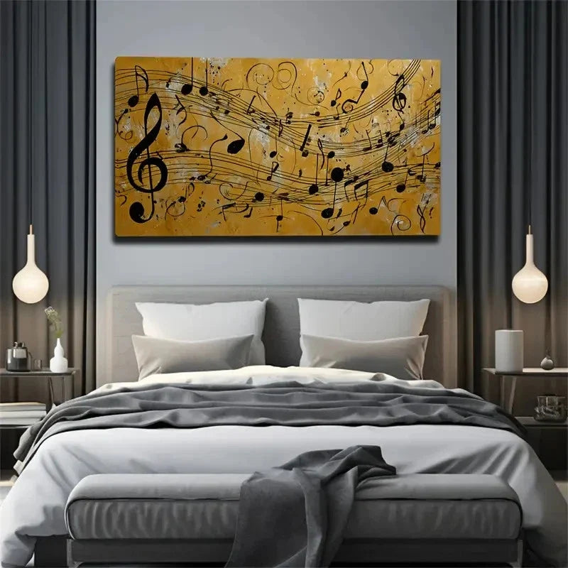 Modern Abstract Music Note Wall Art Canvas Office Home Room Framed 120x60cm