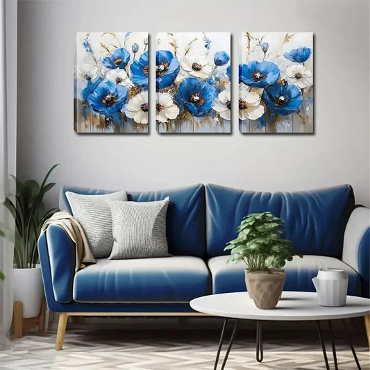 3pcs Abstract Floral Design Metal Print Ready to Hang Art