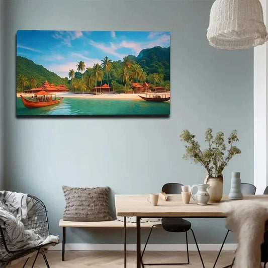 Southeast Asia's Seaside Wall Art Canvas Office Home Room Framed 120x60cm