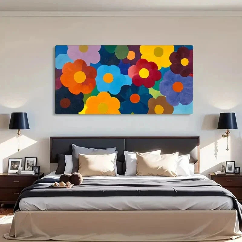 Abstract Floral Colorful Shapes Wall Art Canvas Office Home Room Framed 120x60cm