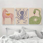 3pcs Horses, Egret Birds, And Other Animal Pattern Metal Print Ready to Hang Art