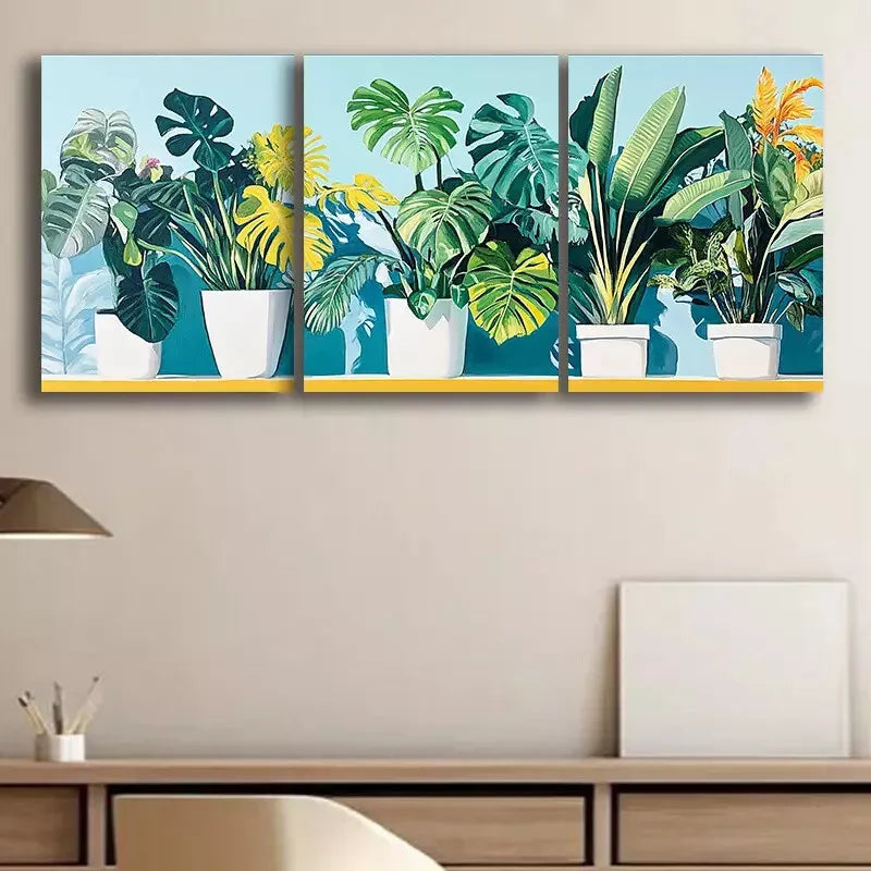 3pcs Luxurious Green Plant  Canvas Framed 40x60cm - High Quality Print 100% Australian Made Wall Canvas Ready to Hang
