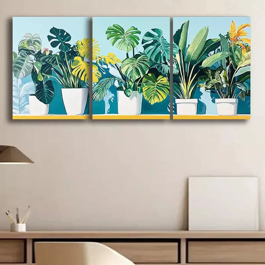 3pcs Luxurious Green Plant  Canvas Framed 40x60cm - High Quality Print 100% Australian Made Wall Canvas Ready to Hang