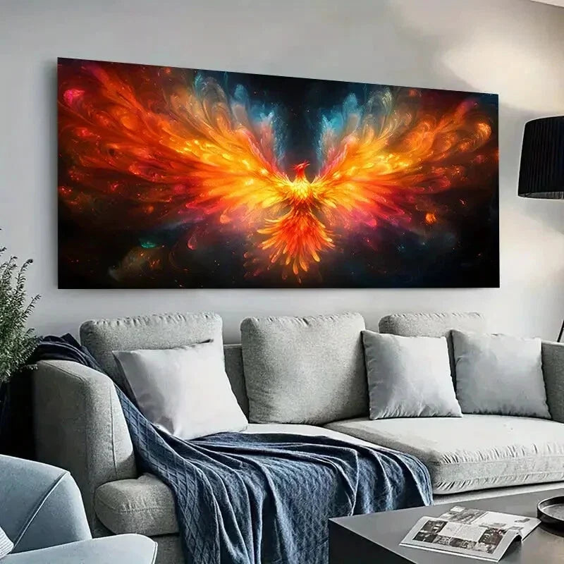 Modern Majestic Phoenix Wall Art Canvas Office Home Room Framed 120x60cm