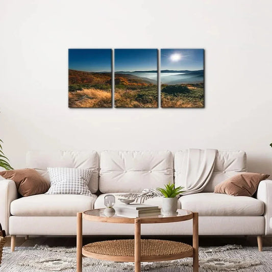 3pcs Serene Forest & Ocean Misty Mountain Metal Print Ready to Hang Art
