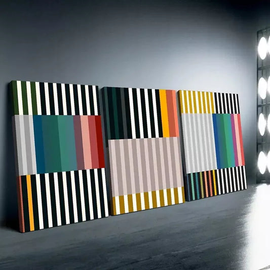 3pcs Abstract Geometric Set Canvas Framed 40x60cm - High Quality Print 100% Australian Made Wall Canvas Ready to Hang