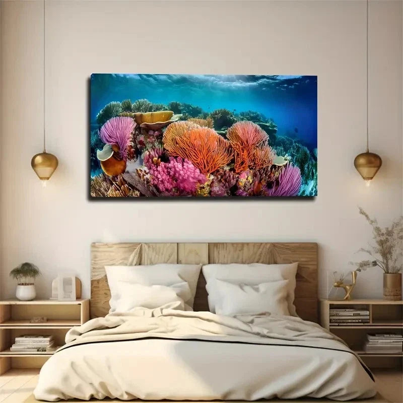 Vibrant Underwater Wall Art Canvas Office Home Room Framed 120x60cm