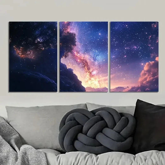 3pcs The Ethereal Beauty of a Starry Night   Wall Art Set Canvas Framed 40x60cm - High Quality Print 100% Australian Made Wall Canvas Ready to Hang