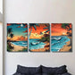 3pcs Tropical Beach Sunset Metal Print Ready to Hang Art