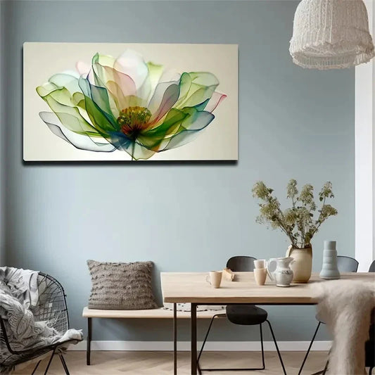 Modern Minimalist Green Floral Wall Art Canvas Office Home Room Framed 80x45cm
