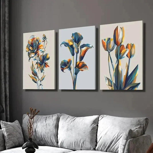 3pcs Three Dimensional Blooming Flowers Wall Art Set Canvas Framed 40x60cm - High Quality Print 100% Australian Made Wall Canvas Ready to Hang