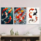 3pcs Colorful Koi Fish Modern Picture Wall Art Set Canvas Framed 40x60cm - High Quality Print 100% Australian Made Wall Canvas Ready to Hang