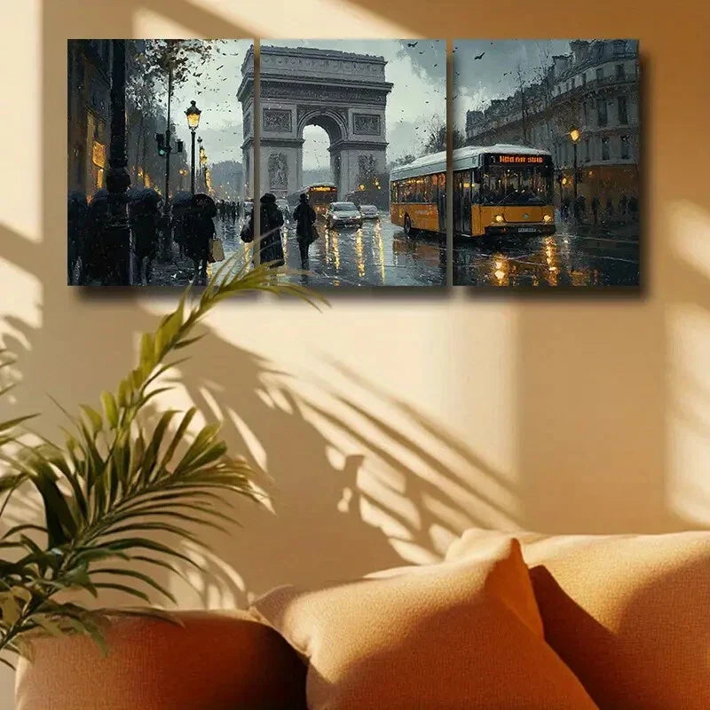3pcs Featuring The Triomphe in Paris Metal Print Ready to Hang Art