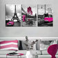 3pcs  Eiffel Tower, Love-Themed Metal Print Ready to Hang Art