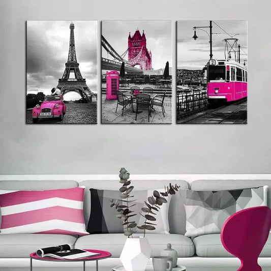 3pcs  Eiffel Tower, Love-Themed Metal Print Ready to Hang Art