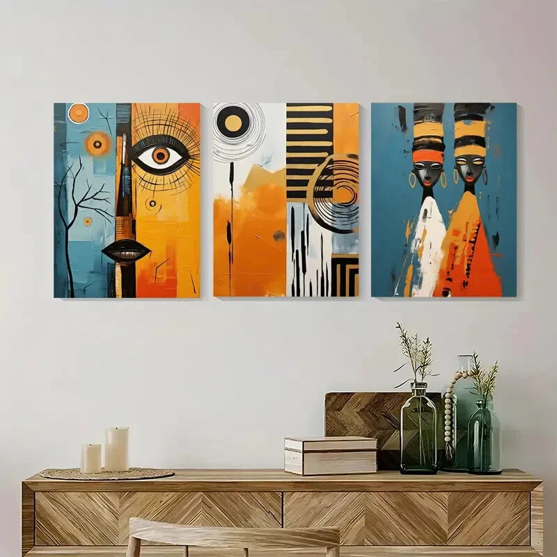 3pcs Black Woman Modern African American Metal Print Ready to Hang Art