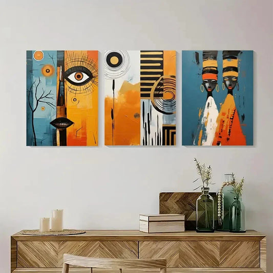 3pcs Black Woman Modern African American Metal Print Ready to Hang Art