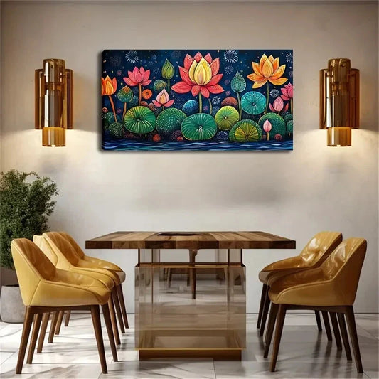 Abstract for Lotus Sky Flowers Wall Art Canvas Office Home Room Framed 120x60cm