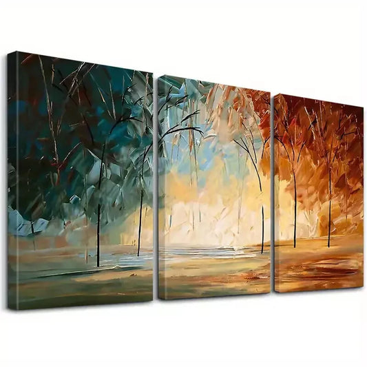 3pcs Vibrant-Colors Fiery-Forest Abstract Wall Art Set Canvas Framed 40x60cm - High Quality Print 100% Australian Made Wall Canvas Ready to Hang