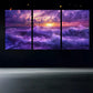 3pcs Purple Ocean Under The Setting Sun Canvas Framed 40x60cm - High Quality Print 100% Australian Made Wall Canvas Ready to Hang