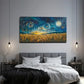 Rotating Starry Sky & Golden Wall Art Canvas Office Home Room Framed 120x60cm
