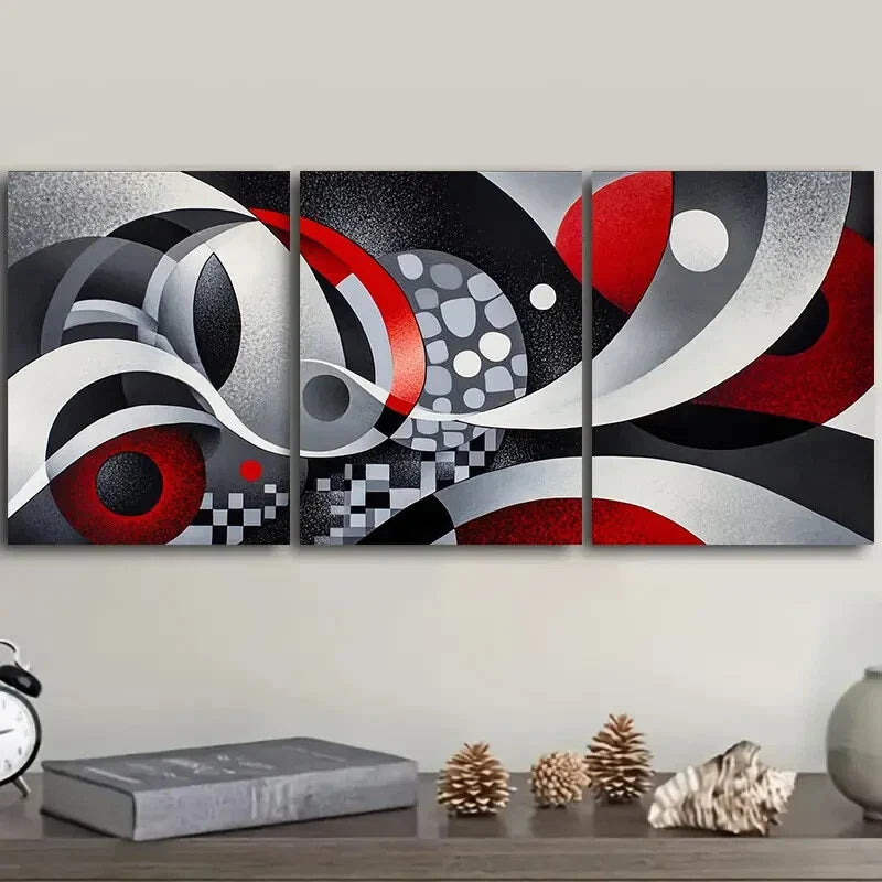 3pcs Spiral of gray shadows Painting Wall Art Set Canvas Framed 40x60cm - High Quality Print 100% Australian Made Wall Canvas Ready to Hang