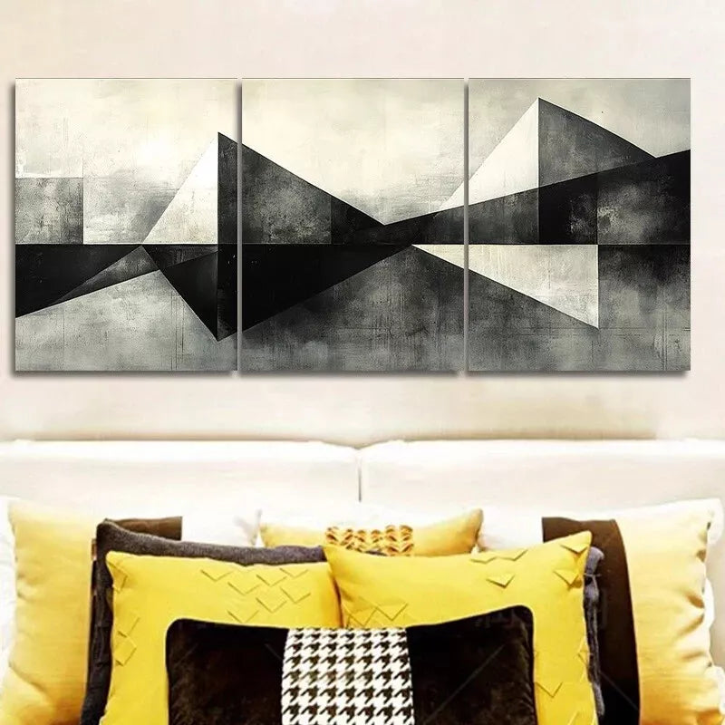 3pcs Geometric Shapes Abstract  Wall Art Set Canvas Framed 40x60cm - High Quality Print 100% Australian Made Wall Canvas Ready to Hang