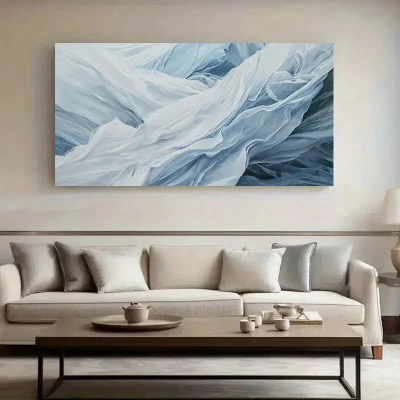 Abstract Blue Silk Design wall canvas office home room framed 120x60cm