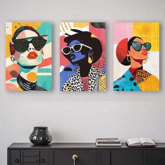 3pcs Modern Abstract Polka Dots And Bold Colors Metal Print Ready to Hang Art