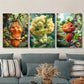 3pcs Smiling carrot cauliflower strawberry creature Metal Print Ready to Hang Art