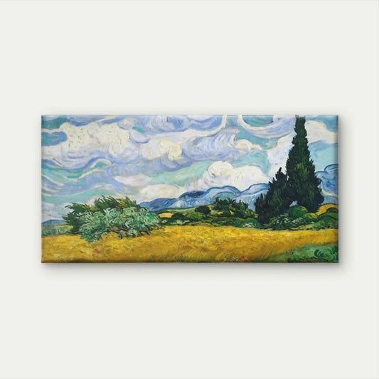 Classic Wheat Field Landscape Wall Art Canvas Office Home Room Framed 80x45cm
