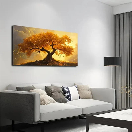 Golden Sunlit Clouds & Warm Wall Art canvas office home room framed 120x60cm