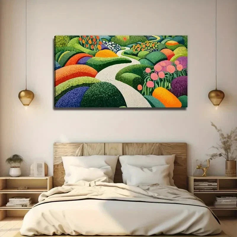 The Path In The Park Wall Art Canvas Office Home Room Framed 80x45cm