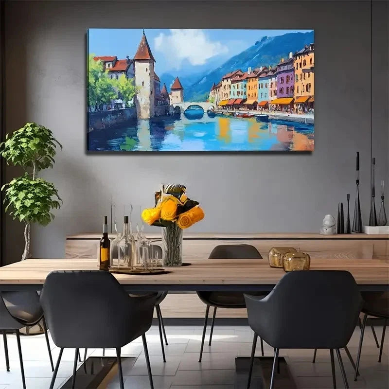 Attractive River Perfect Wall Art Canvas Office Home Room Framed 80x45cm