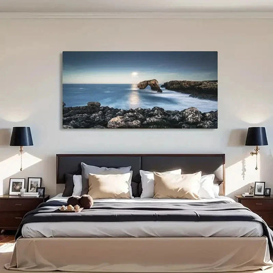 Coastal Horizon Ocean View Wall Art Canvas Office Home Room Framed 120x60cm
