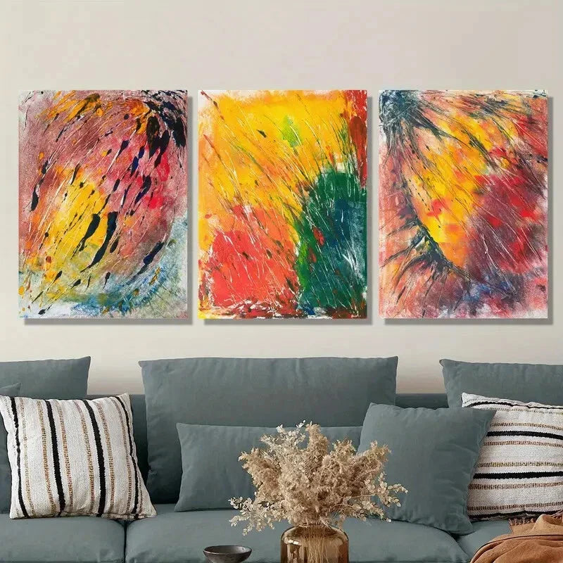 3pcs Watercolor abstract painting Metal Print Ready to Hang Art