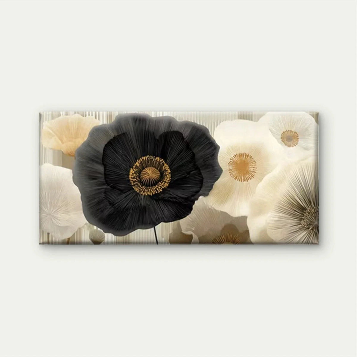 Black Ivory Flower Wall Art Canvas Office Home Room Framed 120x60cm