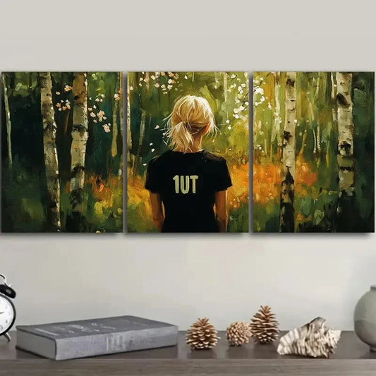 3pcs Featuring a Spring Forest Theme Metal Print Ready to Hang Art