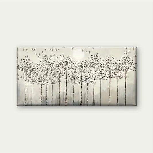 Trees Birds Forest Abstract Wall Art Canvas Office Home Room Framed 80x45cm