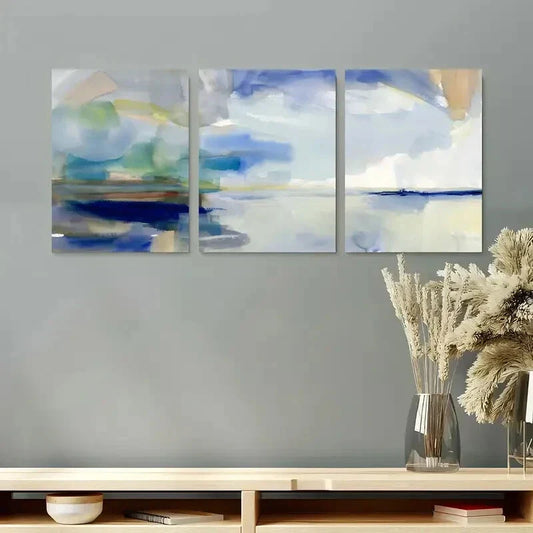 3pcs Colorful Abstract Landscape Modern Metal Print Ready to Hang Art