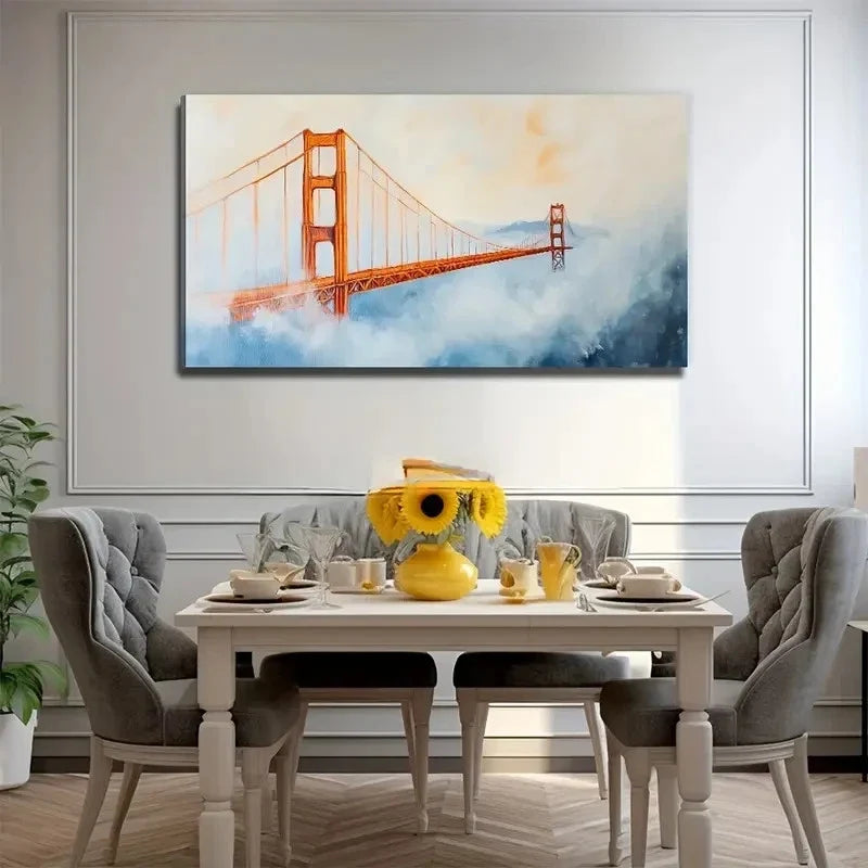 Golden Gate Bridge Wall Art Canvas Office Home Room Framed 80x45cm