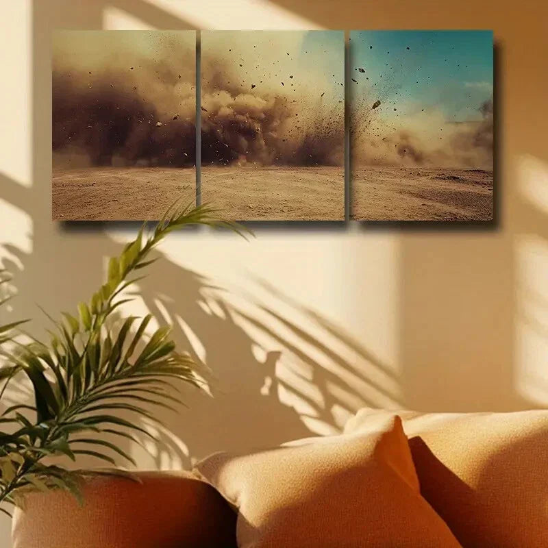3pcs Dust Explosion Design Metal Print Ready to Hang Art
