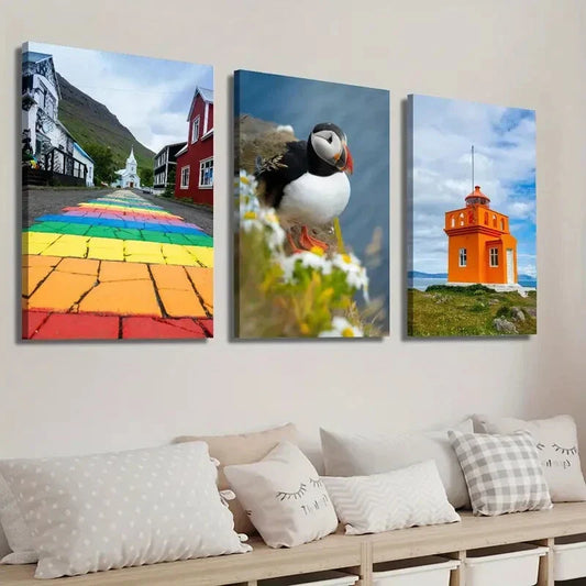 3pcs Beautiful Art Photos of Iceland Wall Art Set Canvas Framed 40x60cm - High Quality Print 100% Australian Made Wall Canvas Ready to Hang