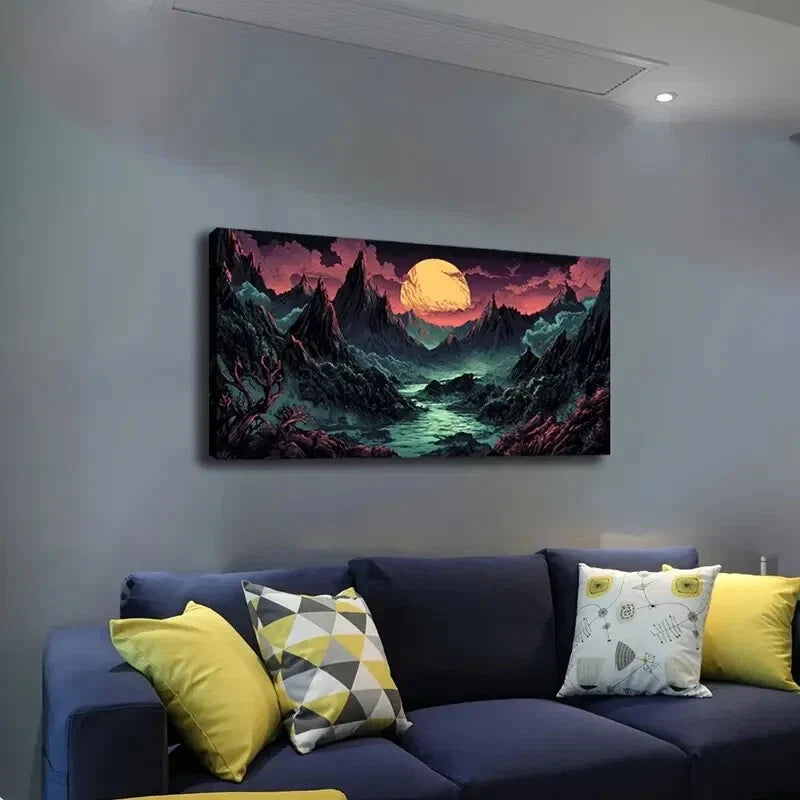 Mystical Pathway Dramatic Sky Wall Art Canvas Office Home Room Framed 120x60cm