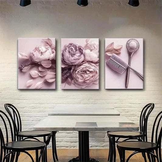 3pcs Soft Pink Peonies Elegant Beauty Perfect Wall Art Set Canvas Framed 40x60cm - High Quality Print 100% Australian Made Wall Canvas Ready to Hang
