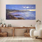 Serene Beach Waves Sunset wall canvas office home room framed 120x60cm