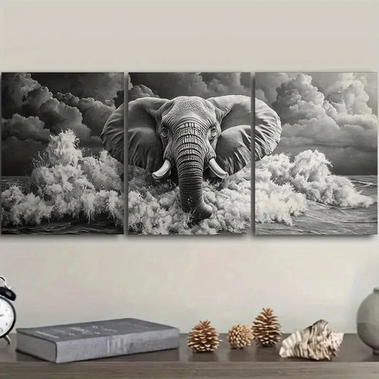 3pcs The elephant in the cloud Metal Print Ready to Hang Art